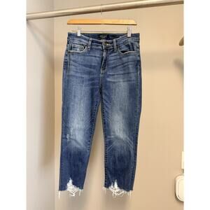 Judy Blue Distressed Raw Hem Jeans Women’s Size 7 28. JB82250DK. Excellent
